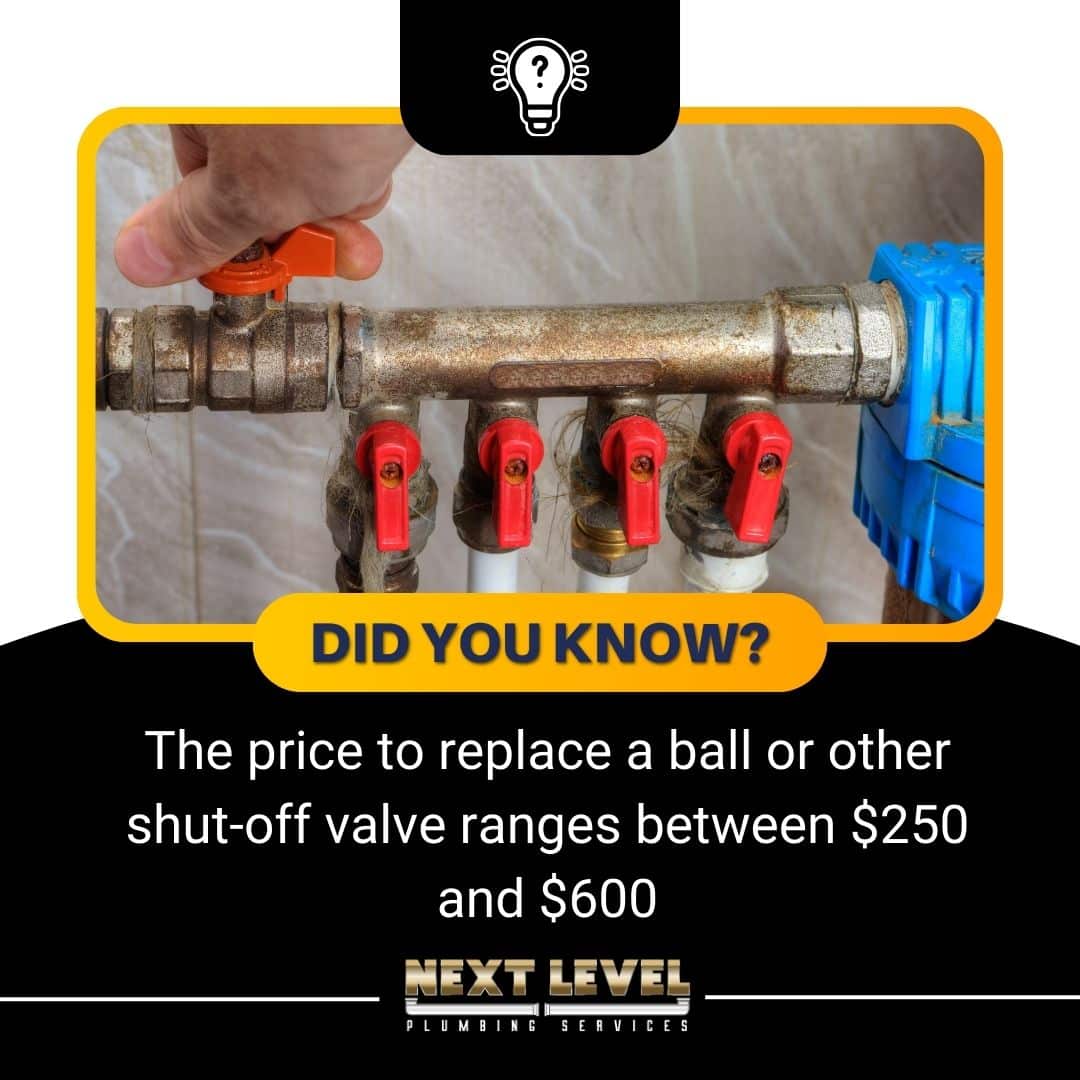  price to replace a ball or other shut-off valve